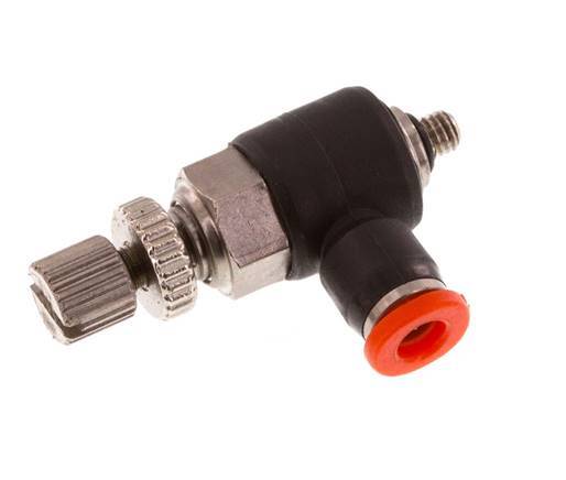 Flow Control Silencer Meter-In Elbow 3 mm - M3 Brass/PBT