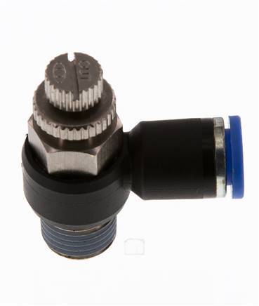 Flow Control Silencer Meter-Out Elbow 8 mm - R1/4'' Brass/PA 66