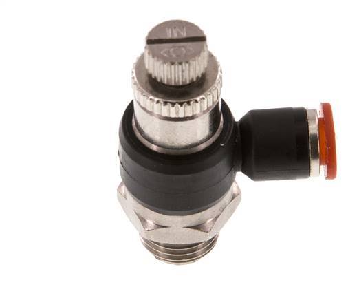 Flow Control Silencer Meter-In Elbow 6 mm - G1/4'' Brass/PA 66