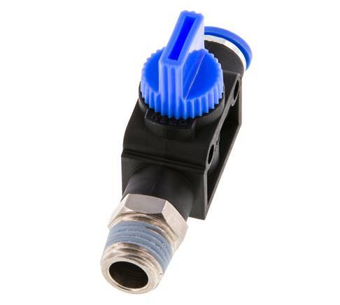 3/2-Way Shut-Off Hand Valve 8 mm - R1/4'' Plastic/Brass Tube-side venting