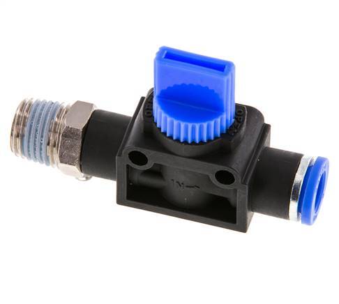 3/2-Way Shut-Off Hand Valve 8 mm - R1/4'' Plastic/Brass Tube-side venting