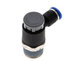 Flow Control Valve Meter-Out Elbow 6 mm - R3/8'' Brass/PA 66 Locknut