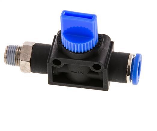 3/2-Way Shut-Off Hand Valve 8 mm - R1/8'' Plastic/Brass Thread-side venting