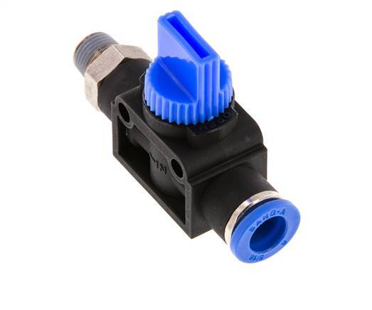 3/2-Way Shut-Off Hand Valve 8 mm - R1/8'' Plastic/Brass Thread-side venting