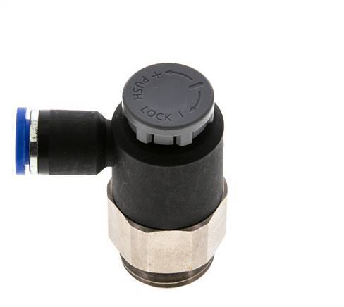Flow Control Valve Meter-Out Elbow 8 mm - G1/2'' Brass/PA 66 Locknut