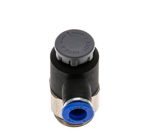 Flow Control Valve Meter-Out Elbow 8 mm - G1/2'' Brass/PA 66 Locknut