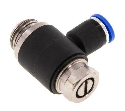 Flow Control Silencer Meter-Out Elbow 8 mm - G3/8'' Brass/PA 66 Slotted Screw