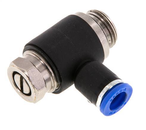 Flow Control Silencer Meter-Out Elbow 8 mm - G3/8'' Brass/PA 66 Slotted Screw
