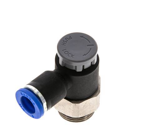 Flow Control Valve Meter-Out Elbow 8 mm - G3/8'' Brass/PA 66 Locknut