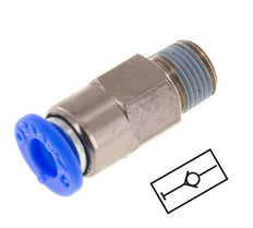 Push-In Fitting 6mm & R1/8'' Male Auto Shut-Off Brass/PBT 0-10bar (0-145psi) [2 Pieces]