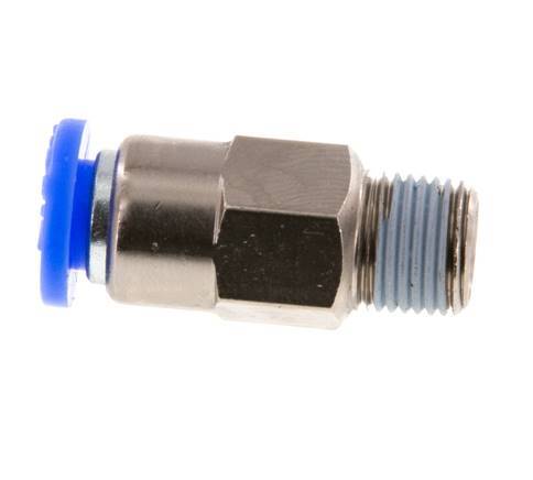 Push-In Fitting 6mm & R1/8'' Male Auto Shut-Off Brass/PBT 0-10bar (0-145psi) [2 Pieces]