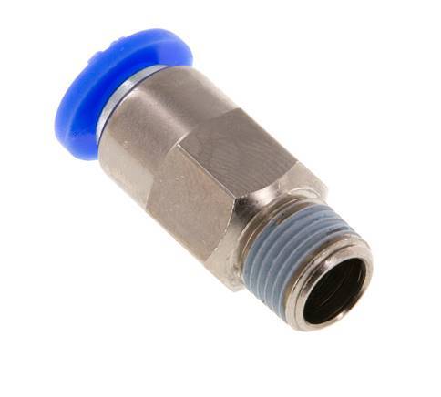 Push-In Fitting 6mm & R1/8'' Male Auto Shut-Off Brass/PBT 0-10bar (0-145psi) [2 Pieces]