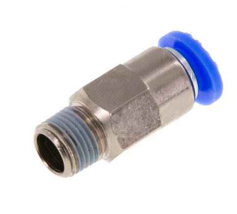 Push-In Fitting 6mm & R1/8'' Male Auto Shut-Off Brass/PBT 0-10bar (0-145psi) [2 Pieces]