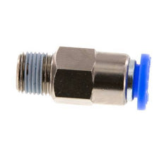 Push-In Fitting 6mm & R1/8'' Male Auto Shut-Off Brass/PBT 0-10bar (0-145psi) [2 Pieces]