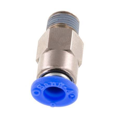 Push-In Fitting 6mm & R1/8'' Male Auto Shut-Off Brass/PBT 0-10bar (0-145psi) [2 Pieces]