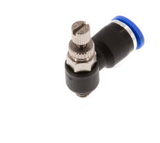 Flow Control Silencer Meter-Out Elbow 6 mm - M5 Brass/PA 66