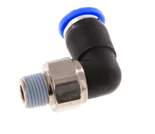 6mm & R1/8'' Elbow Swivel Joint Push-In-Male Threads Nickel-Plated Brass/PBT NBR Rotatable