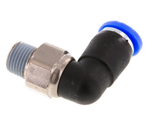 6mm & R1/8'' Elbow Swivel Joint Push-In-Male Threads Nickel-Plated Brass/PBT NBR Rotatable