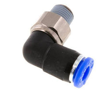 6mm & R1/8'' Elbow Swivel Joint Push-In-Male Threads Nickel-Plated Brass/PBT NBR Rotatable