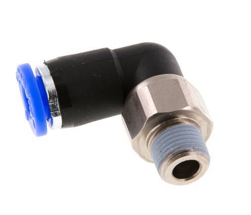 6mm & R1/8'' Elbow Swivel Joint Push-In-Male Threads Nickel-Plated Brass/PBT NBR Rotatable