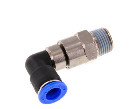 12mm & R1/2'' Elbow Quick Swivel Joint Push-In-Male Threads Nickel-Plated Brass/PBT NBR Rotatable
