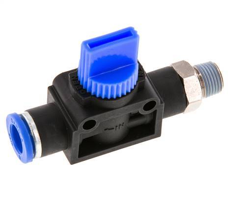 3/2-Way Shut-Off Hand Valve 8 mm - R1/8'' Plastic/Brass Tube-side venting
