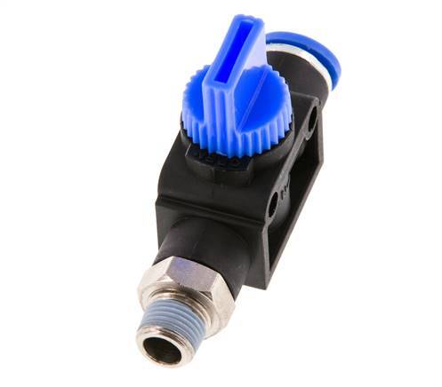 3/2-Way Shut-Off Hand Valve 8 mm - R1/8'' Plastic/Brass Tube-side venting