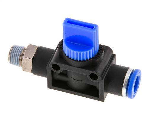 3/2-Way Shut-Off Hand Valve 8 mm - R1/8'' Plastic/Brass Tube-side venting