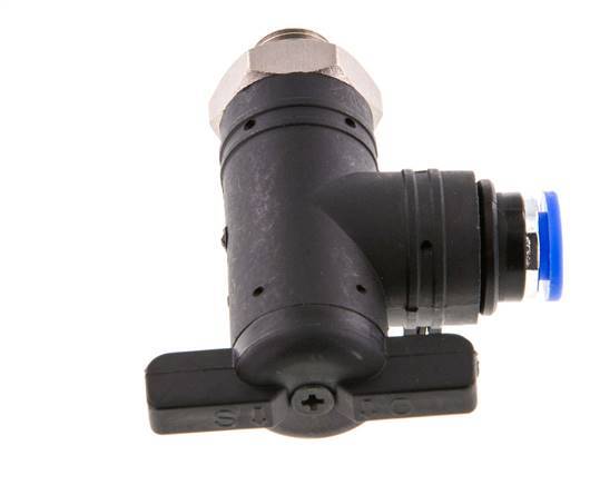 2-Way Elbow Ball Valve 6 mm - G1/8'' Plastic/Brass