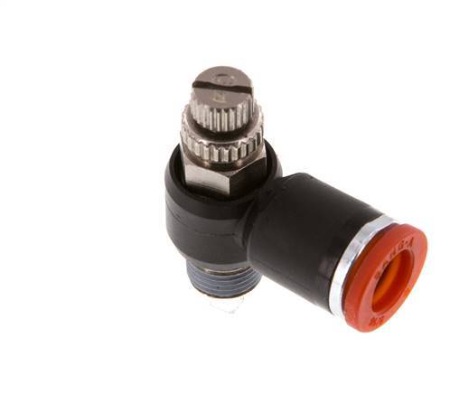 Flow Control Silencer Meter-In Elbow 8 mm - R1/8'' Brass/PA 66
