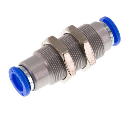 Push-In Fitting 10mm Auto Shut-Off Brass/PBT Bulkhead 0-10bar (0-145psi)