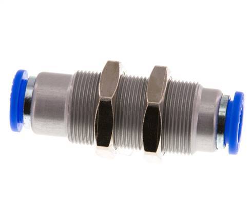 Push-In Fitting 10mm Auto Shut-Off Brass/PBT Bulkhead 0-10bar (0-145psi)