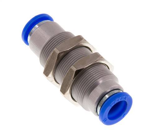 Push-In Fitting 10mm Auto Shut-Off Brass/PBT Bulkhead 0-10bar (0-145psi)