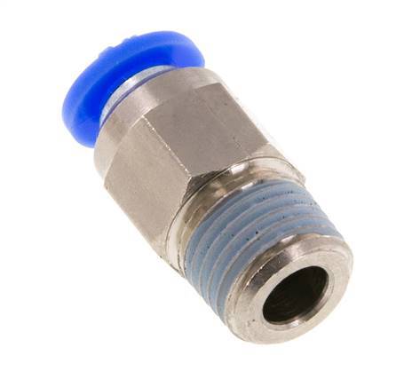 Push-In Fitting 6mm & R1/4'' Male Auto Shut-Off Brass/PBT 0-10bar (0-145psi) [2 Pieces]