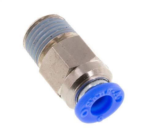 Push-In Fitting 6mm & R1/4'' Male Auto Shut-Off Brass/PBT 0-10bar (0-145psi) [2 Pieces]
