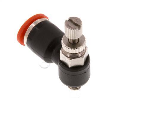 Flow Control Silencer Meter-In Elbow 6 mm - M5 Brass/PA 66