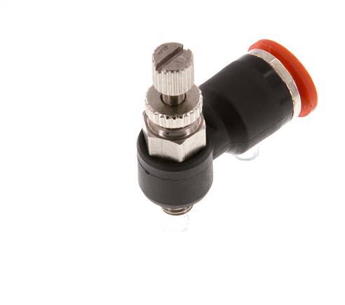 Flow Control Silencer Meter-In Elbow 6 mm - M5 Brass/PA 66