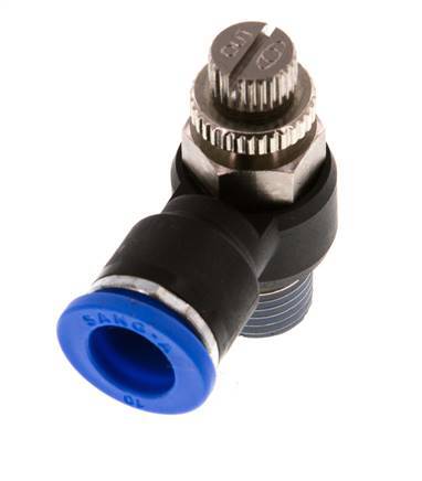 Flow Control Silencer Meter-Out Elbow 10 mm - R1/4'' Brass/PA 66
