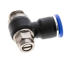 Flow Control Silencer Meter-Out Elbow 10 mm - G1/4'' Brass/PA 66 Slotted Screw