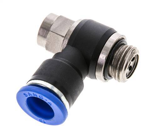 Flow Control Silencer Meter-Out Elbow 10 mm - G1/4'' Brass/PA 66 Slotted Screw