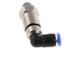 6mm & R1/8'' Elbow Quick Swivel Joint Push-In-Male Threads Nickel-Plated Brass/PBT NBR Rotatable