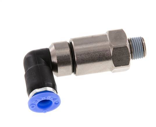 6mm & R1/8'' Elbow Quick Swivel Joint Push-In-Male Threads Nickel-Plated Brass/PBT NBR Rotatable