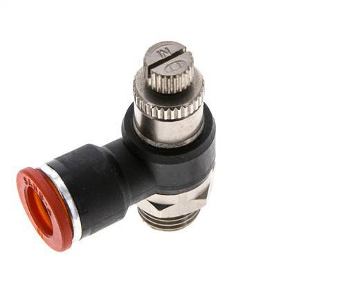 Flow Control Silencer Meter-In Elbow 10 mm - G1/4'' Brass/PA 66