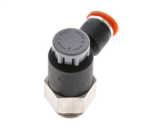 Flow Control Valve Meter-In Elbow 6 mm - G1/4'' Brass/PA 66 Locknut