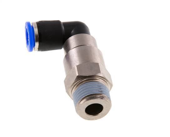 10mm & R1/2'' Elbow Quick Swivel Joint Push-In-Male Threads Nickel-Plated Brass/PBT NBR Rotatable