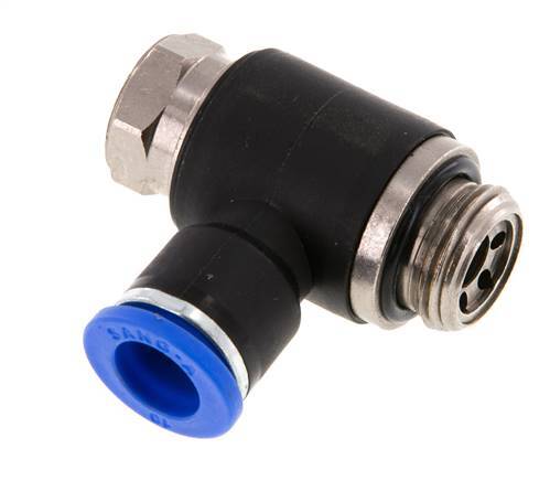 Flow Control Silencer Meter-Out Elbow 10 mm - G3/8'' Brass/PA 66 Slotted Screw