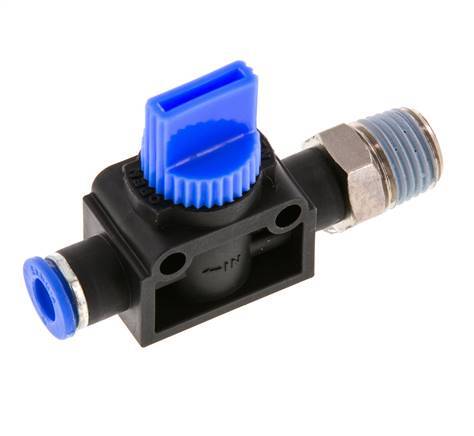 3/2-Way Shut-Off Hand Valve 6 mm - R1/4'' Plastic/Brass Tube-side venting