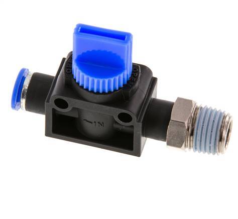 3/2-Way Shut-Off Hand Valve 6 mm - R1/4'' Plastic/Brass Tube-side venting