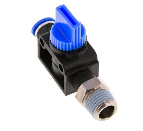 3/2-Way Shut-Off Hand Valve 6 mm - R1/4'' Plastic/Brass Tube-side venting