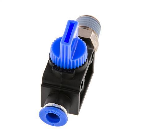 3/2-Way Shut-Off Hand Valve 6 mm - R1/4'' Plastic/Brass Tube-side venting